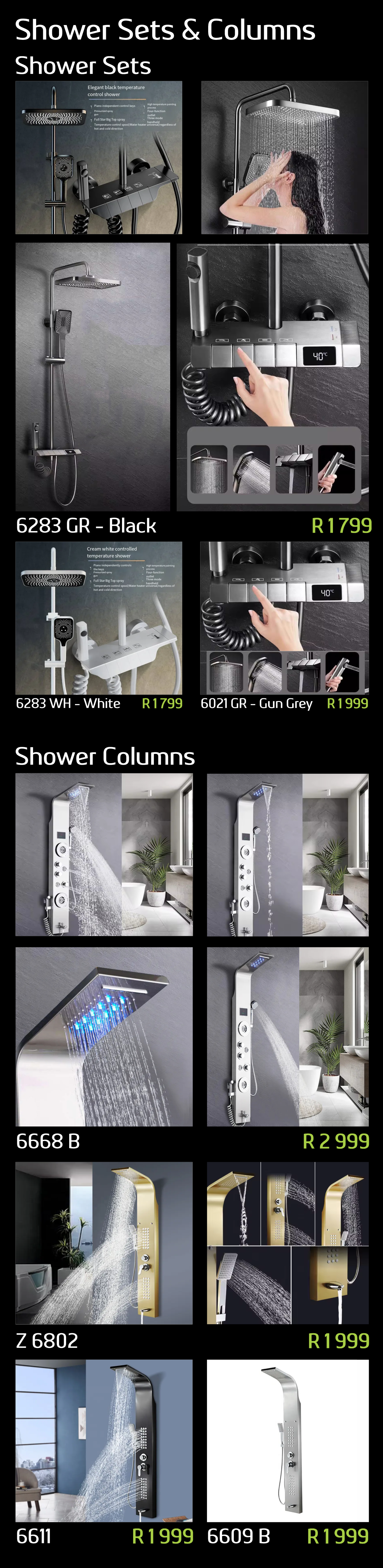 TILE FACTORY - IMPORTED SHOWER SETS -SHOWERS- SHOWER HEADS -SHOWER TAPS - SMART SHOWERS - LED SHOWERS - SHOWER COLUMNS - SWISS SHOWERS