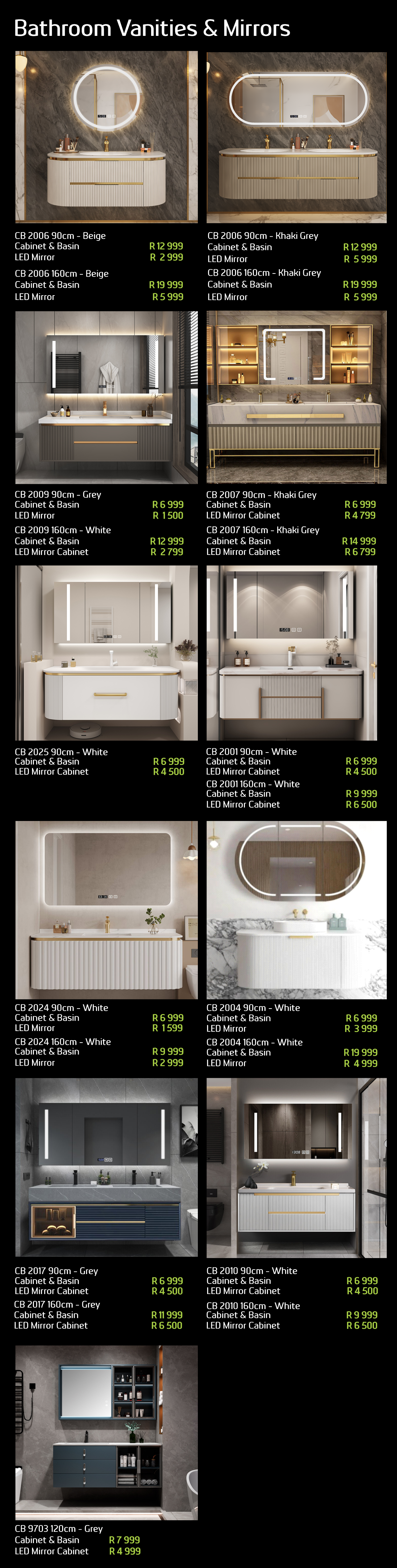 TILE FACTORY - IMPORTED VANITIES - MODERN VANITIES -CONTEMPOARY VANITIES -BATHROOM VANITIES -VANITY MIRRORS - MIRRORS - LED MIRRORS